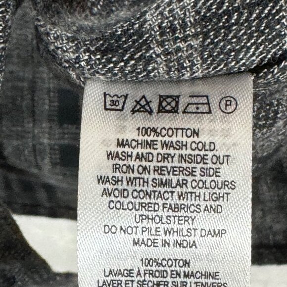 French Connection XS Grindle Check Grey/Black Shirt 100% Cotton Flannel - Picture 7 of 7